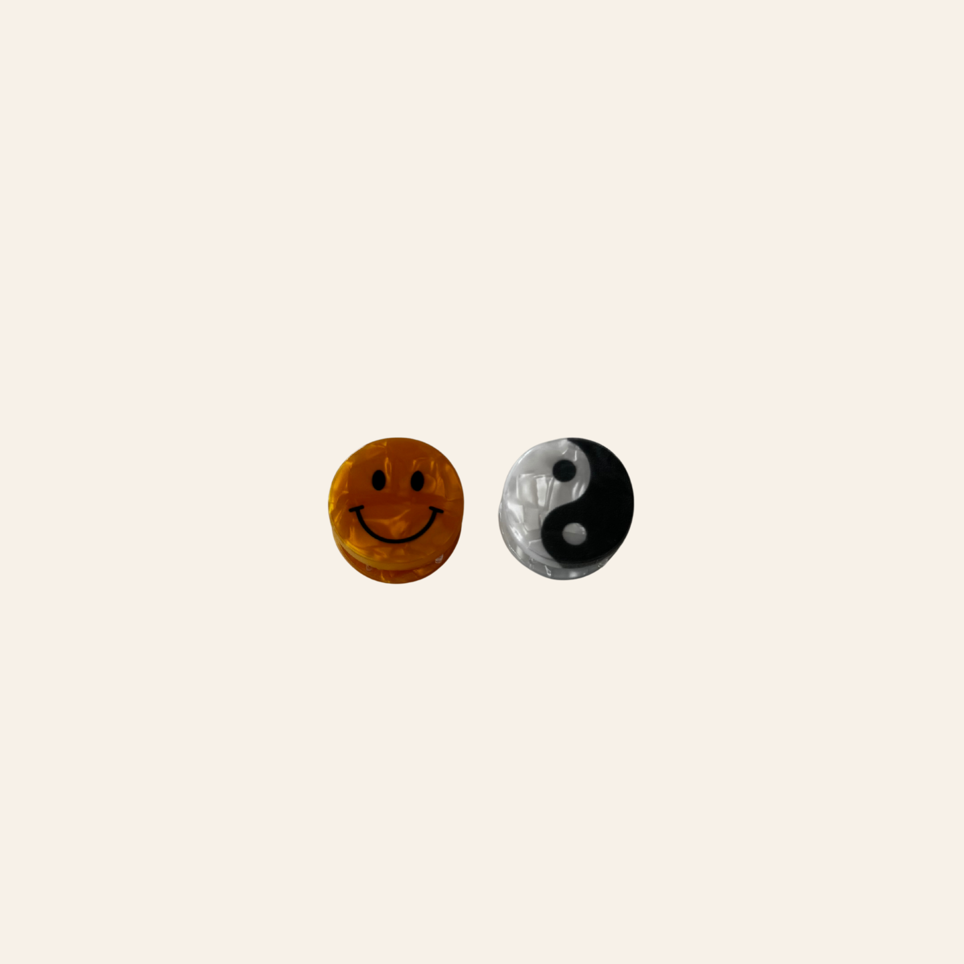 Happy hair clips smiley yin yang 
