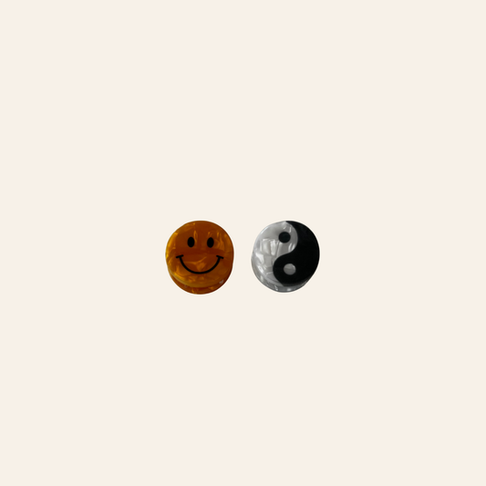 Happy hair clips smiley yin yang 